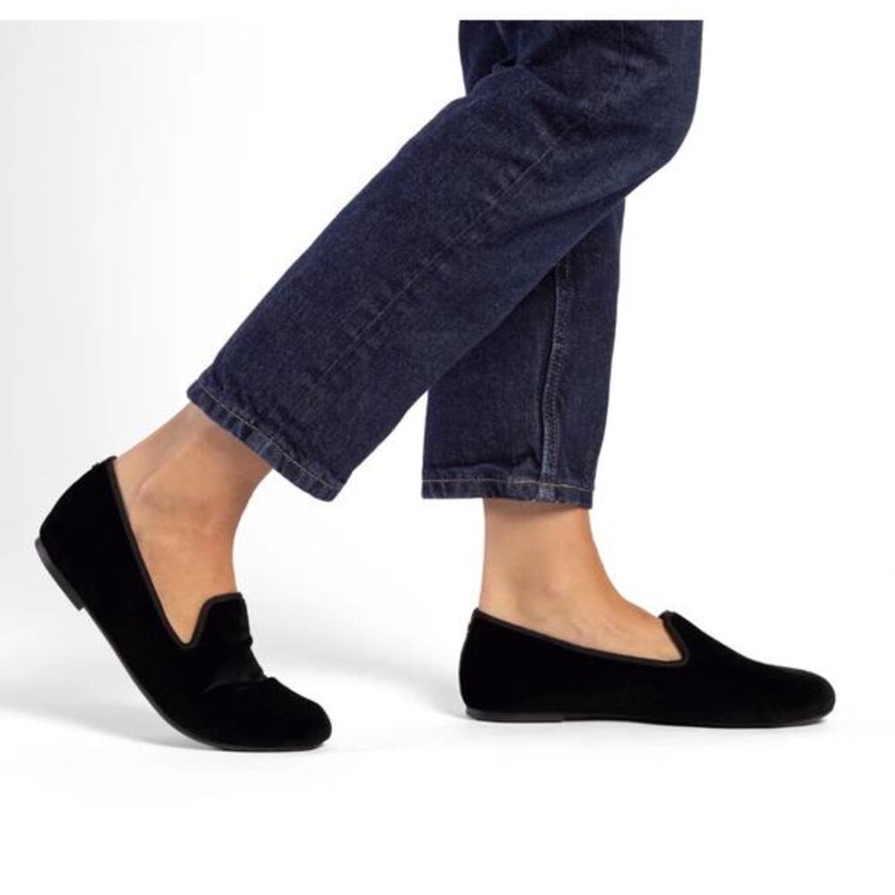 Birdies black velvet loafers